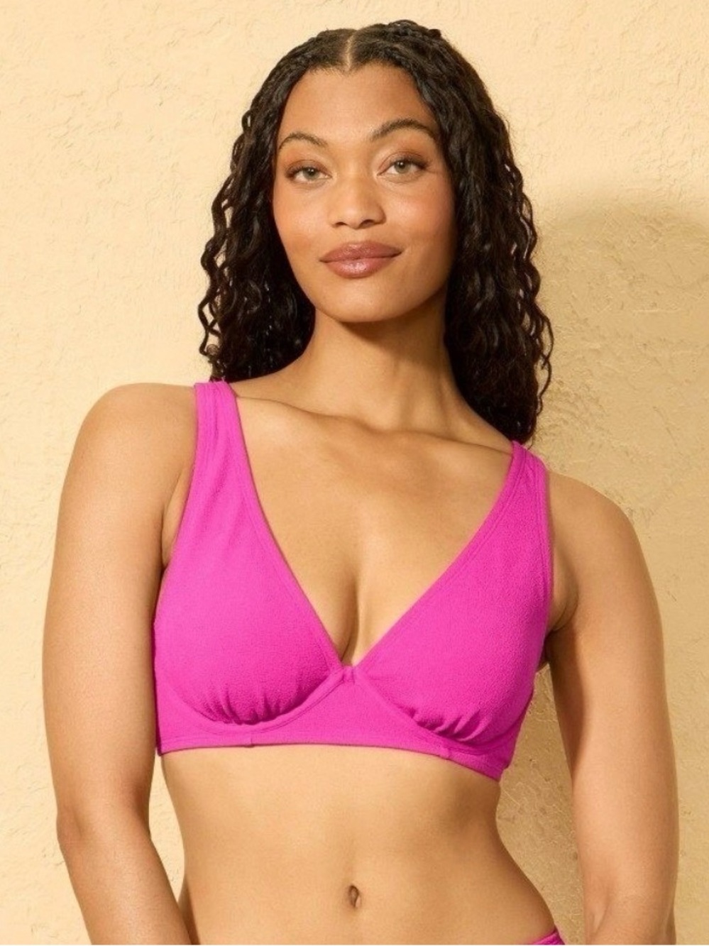 Shade & Shore Hot Pink V-Neck Bikini Top